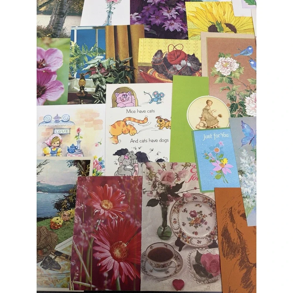 Vintage Thinking of You Cards Fronts ONLY Scrapbooking Crafts Lot of 50+